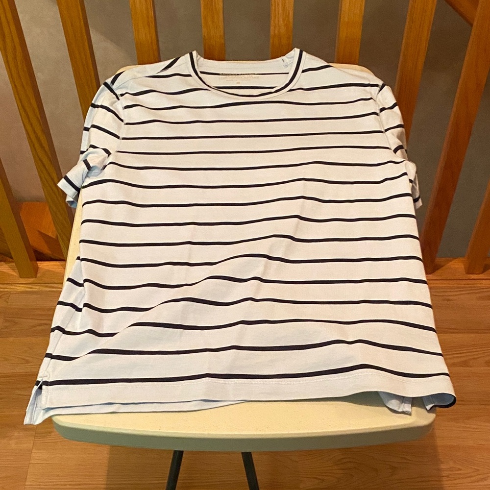 Banana Republic short sleeve t-shirt. Size: M. Color: Light Blue/Navy stripe.